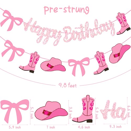Cowgirl Coquette Bow Birthday Decorations 2PCS Western Hat and Boots Party Banners Wild West Boots Birthday Decor Cowgirl Bow Themed Banner Supplies for Girls Baby Shower Party by umoni - Used condition - Image 6
