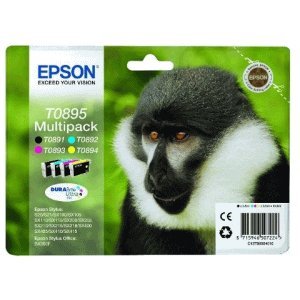 Cartouches Epson T0895 pack de 4 encres d'origine noir et couleur pour Stylus Office BX300F