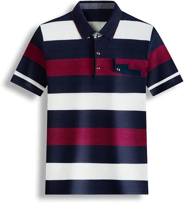 Men's Short Sleeve Polo Shirts Color Block Golf Shirts Summer Casual Lapel T Shirt