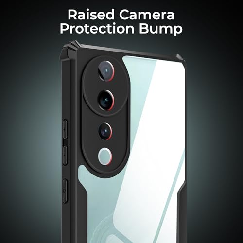 Image of A rtistque Clear Hard Transparent Acrylic Armor Anti-Drop Shockproof TPU Edge Back Cover Case for Vivo V40 - Black