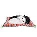 Giocattolo del Gatto che Dorme, Suono di Simulazione Ornamento del Gatti Addormentato Animale Collezione Bambole in Peluche Giocattoli Animali Farciti Carbone di Bamb?con Mat Regalo (Black+White)