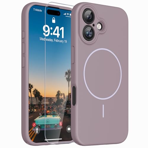 Image of Magnetic for iPhone 17 Case,Shockproof Matte Cover,Lavender Purple | with Screen Protector,Compatible with MagSafe,Military Grade Drop Protection,Full Camera Protection,Non-Slip Design Case