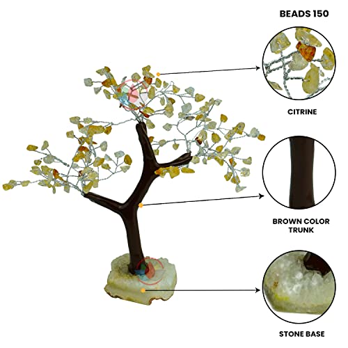 Image of Remedywala Charged Energized Citrine Crystal Tree Cluster Stone Base for Reiki Healing, Citrine Stone Tree Showpiece for Good Luck Home Decor, Citrine Stones Crystal Tree 150 Beads