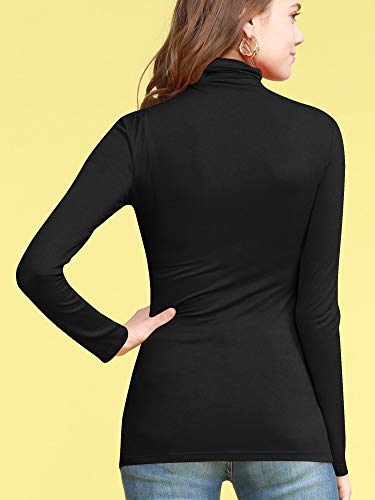 Image of Lock and Love Women's Turtleneck Top Lightweight Long Sleeve Slim Fit Pullover, Soft Rayon Stretch Layering Basic, S-3XL