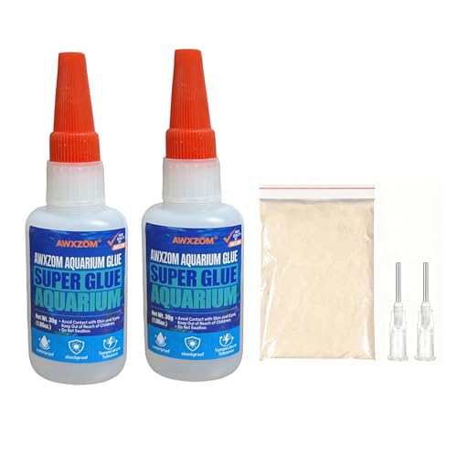 Aquarium Glue for Rocks and Wood Aquarium Safe Super Glue Perfect for aquascaping Rocks Coral Stone Wood (2pcs 30g)