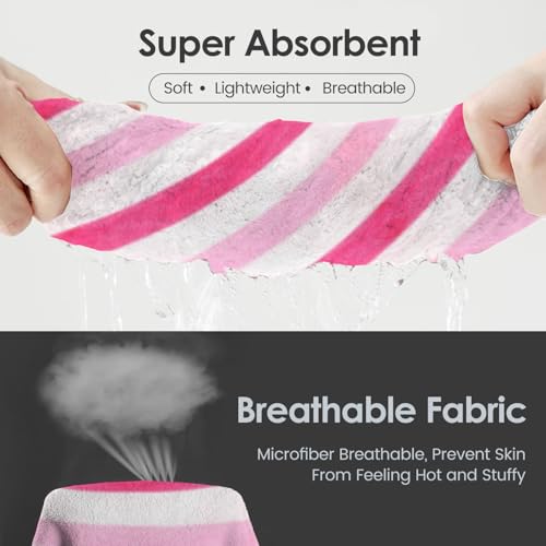 Image of JML Microfiber Bath Towels, Bath Towel 2 Pack(30 inch x 60 inch), Oversized, Soft, Super Absorbent and Fast Drying, Multipurpose Use for Sports, Fitness, Yoga, Cabana Stripe Pink