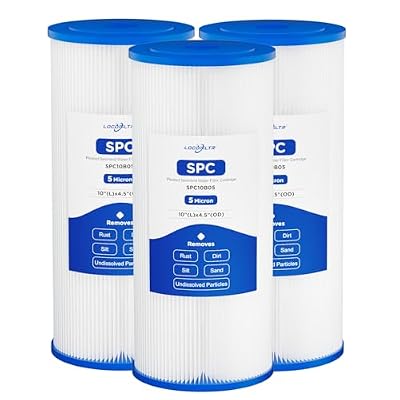 Whole House 5 Micron 10 x 4.5 Pleated Sediment Well Water Filter Cartridge Replacement for W5CPHD, CP5-BBS, CP5-BB, ECP5-BB, 255490-43, SPC-45-1005, FM-BB-10-5, SPF-45-1005, ?PE-F10B-5 (Pack of 3)
