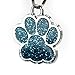 Cute Reflective Personalised Engraved Glitter 25mm Pet Paw Print Dog Cat Tags 15mm, Blue