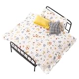 Ensemble de chambre complet : les meubles de maison miniature offrent une solution de décoration complète, avec cadre de lit, literie et oreillers inclus, pour une configuration rapide de la scène ne nécessitant aucune correspondance supplémentaire, parfait pour créer des intérieurs de maison miniatures réalistes