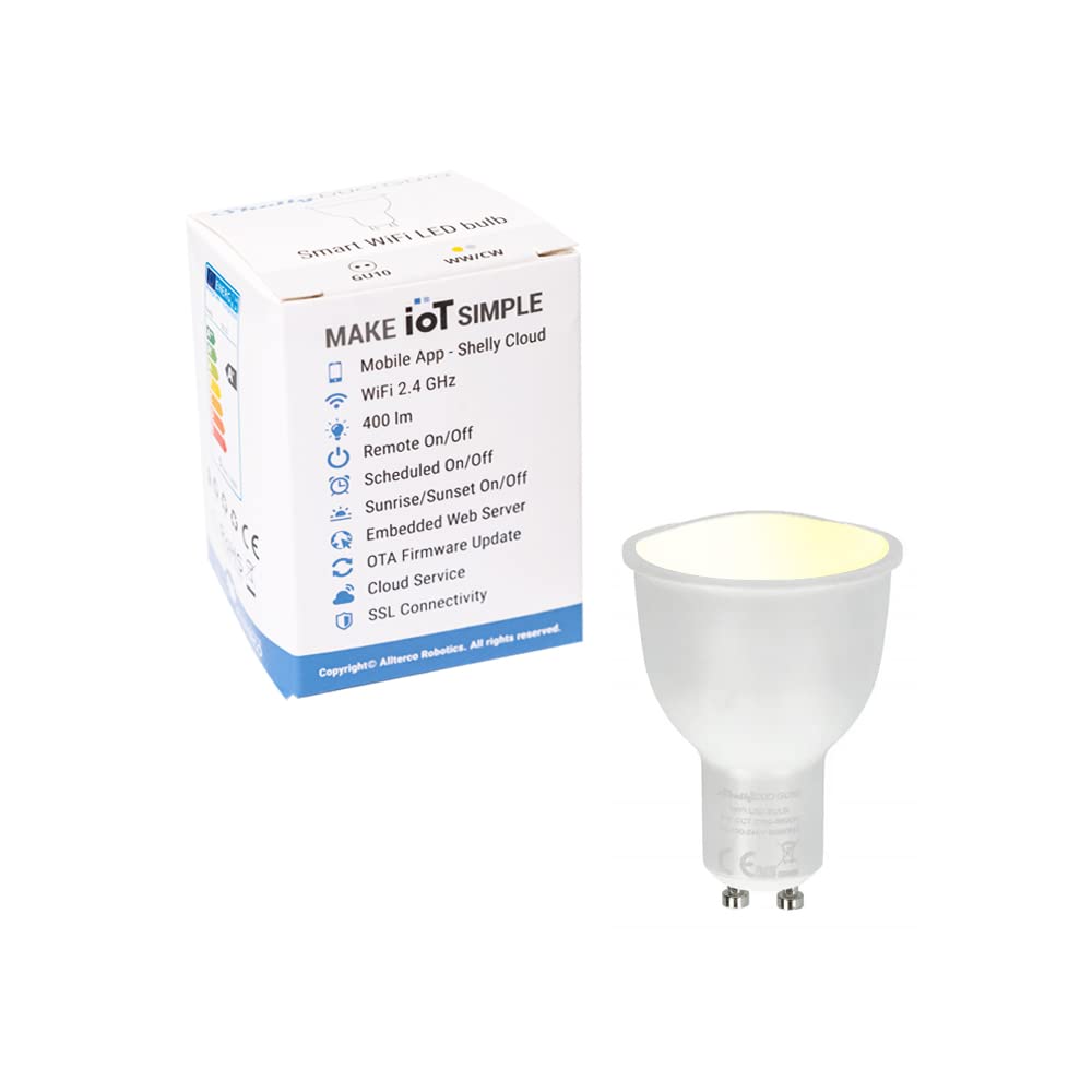 Shelly Duo Smart Home LED Glühbirne dimmbar GU10, Digitale Fernbedienung der Glühlampe per App & WLAN, kompatibel mit Alexa & Google Home, WiFi, 4.8W, 110V & 220V, Energiesparend, Warmweiß & Kaltweiß