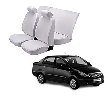 autokaar Denim Fabric CAR SEAT Cover for TATA Indigo MANZA , White