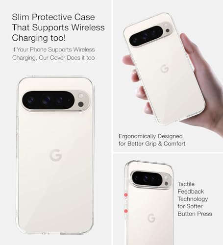 Image of Golden Sand for Google Pixel 9 Pro XL 5G Back Case - Ice Crystal Hybrid Shockproof Back Cover, Transparent PC Military Grade TPU, Crystal Clear