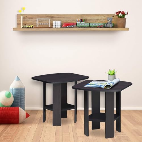 Image of FURINNO Simple Design End Table, 2-Pack, Dark Walnut