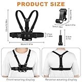 Adiwo Action Chest Strap Mount, Camera Adjustable Chest Strap with J Hook Adapter and Thumbscrew, Easy Installation, with Phone Holder, for Gopro Hero Series, OSMO and Most Cameras, Phone - Image 2