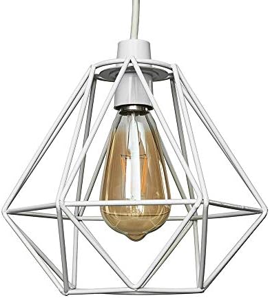 Retro Style White Metal Basket Cage Ceiling Pendant Light Shade