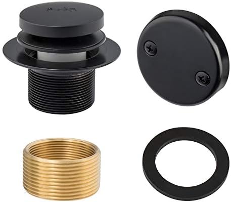 Artiwell Tip-Toe Tub Trim Set with Two-Hole Overflow Faceplate, Replacement Bath Drain Trim Kit with 2-Hole Overflow Faceplate and Universal Fine/Coarse Thread (MATT Black)