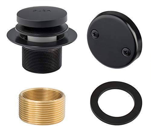 Artiwell Tip-Toe Bathtub Drains Trim Set with Two-Hole Overflow Faceplate, Replacement Bath Drain Trim Kit with 2-Hole Overflow Faceplate and Universal Fine/Coarse Thread (MATT Black)