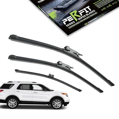 TOSTMOLT 3pcs Front+Rear Direct Fit Windshield Wiper Blades Compatible With 11-19 Ford Explorer / 13-19 Police Interceptor Utility, Original Factory Quality Replacement, All Season Natural Rubber