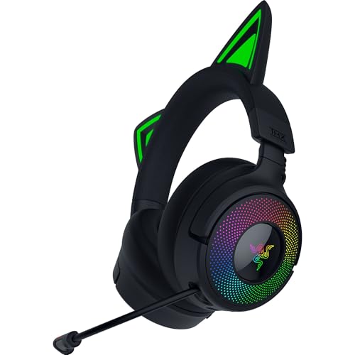 Razer Kraken Kitty V3 Pro - Kabelloses RGB-Kitty-Headset für Gaming - Reaktive Streaming-Katzenohren - Triforce 40mm Treiber - Hyperspeed Wireless & Bluetooth - THX Spatial Audio | Schwarz