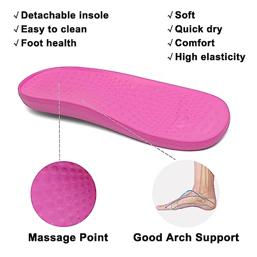 Vzq Women And Men Arch Support Clogs Slip-On Garden Shoes Outdoor Beach Slippers Sandals With Plantar Fasciitis Feet Cushion Insoles White And Rose Red Size Male4.5-5.5 Female5.5-6.5 #TOP4