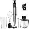 Immersion Blender Handheld Corded Hand Blenders Set 1100W, Trigger Variable Speed 5 in 1 Stick Emulsifier with Chopper, Whisk and Frother for Soup, Baby Food and Smoothies