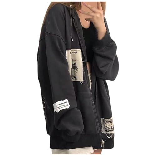Zipped Hoodies for Women Uk Y2K Graphic Hoodie Oversized Swe