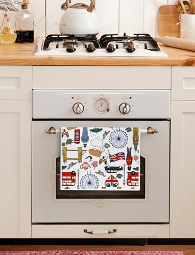 XUNLURY British London Kitchen Towels, London Souvenirs Travel Gifts Dish Tea Towels for Kitchen Decor, British English Gifts Decorative Hand Towel for Bathroom, 16x24 Inch — view 5