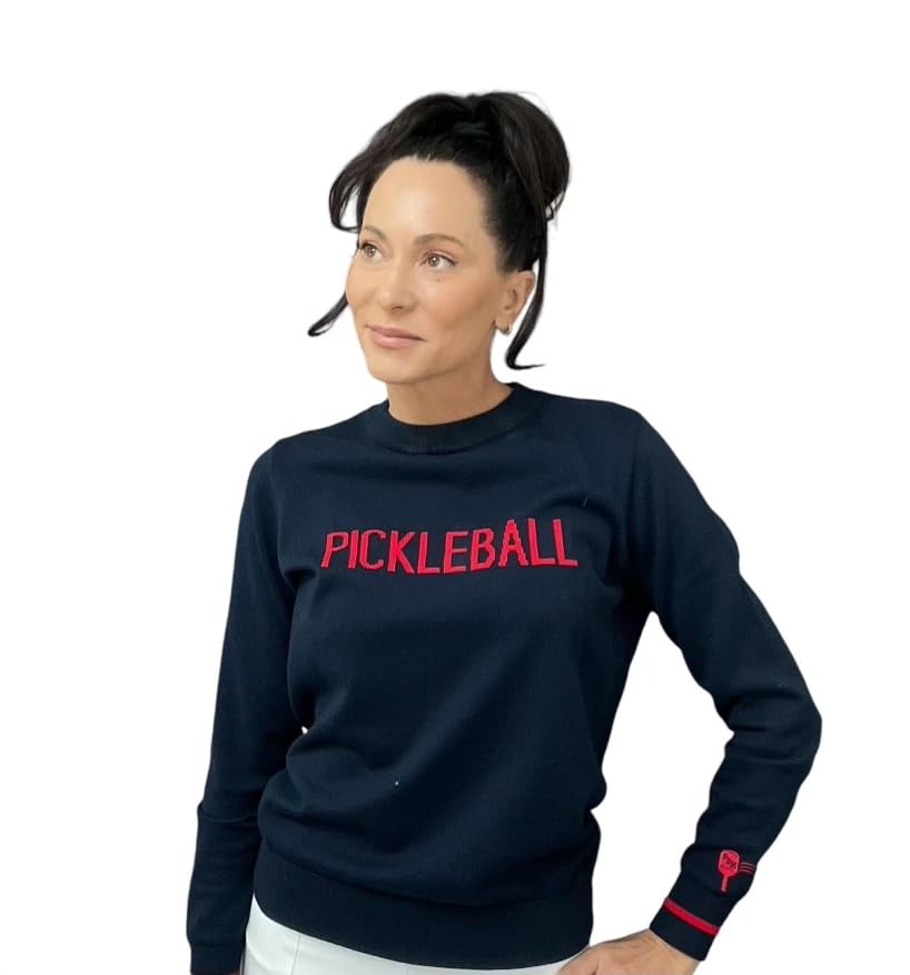 Image of PBH Pickleball Sweater | Pickleball Outfits for Women, Pickleball Gifts | Large, Regular, Regular, Navy /Red