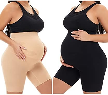 KUNINDOME Maternity Shapewear Over the Belly, Nude + Black, Large