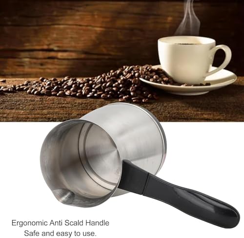 Image of Elegant Electric Turkish Coffee Maker, 600ml Stainless Steel Kettle, Tea, Coffee, Milk, Melted Butter, Water Boiler with Power Switch, Coffee Maker Pot