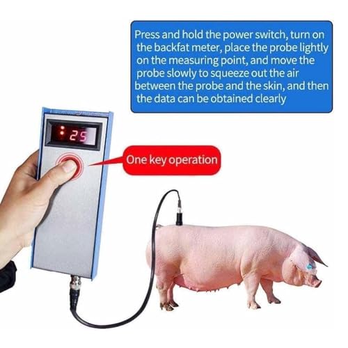 Medidor de grosor de grasa para ganado, medidor de grasa de cerdo con tres luces indicadoras, mide grosor de grasa de 4 a 35 mm, ideal para uso doméstico y agrícola