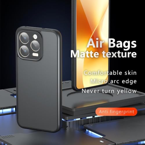 Image of Matte PC + TPU Back Cover Case for Realme 15t 5G / Realme Narzo 90 5G, Air Bag Protection, Anti-Fingerprint, Never Turns Yellow, Micro Arc Edge, Camera Protection, Black