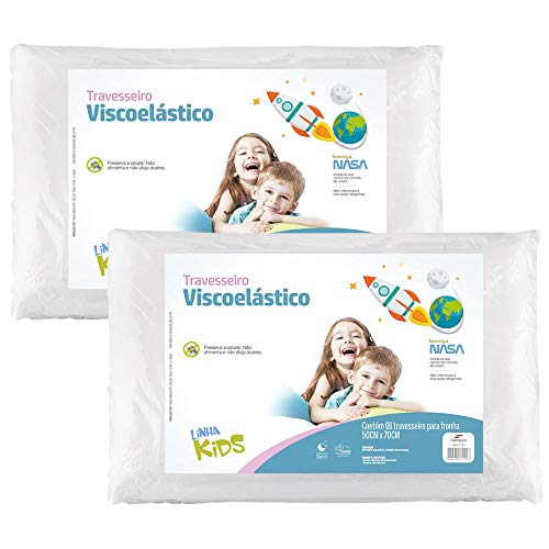 Kit 2 Travesseiros Nasa Visco Kids Infantil Fibrasca