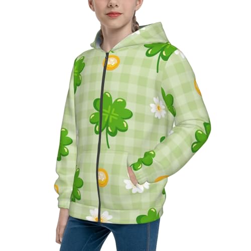 St Patrick's Day11 Kid Hoodies Boys Zip Up Sweatshirts Girls Pullover with Pocket