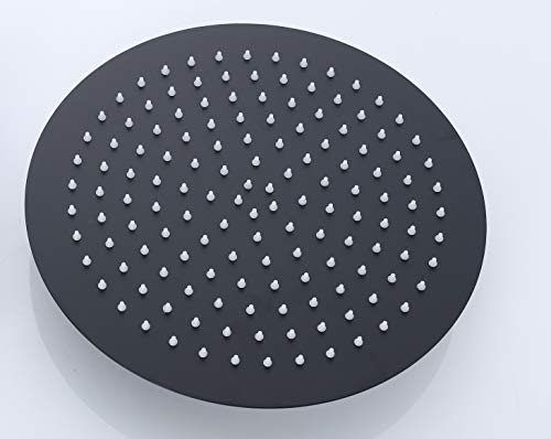 Schwarzer Duschkopf, edles Design, rund 20 cm aus Edelstahl, Kopfbrause, Regenbrause, Regendusche, Regenduschkopf Cover