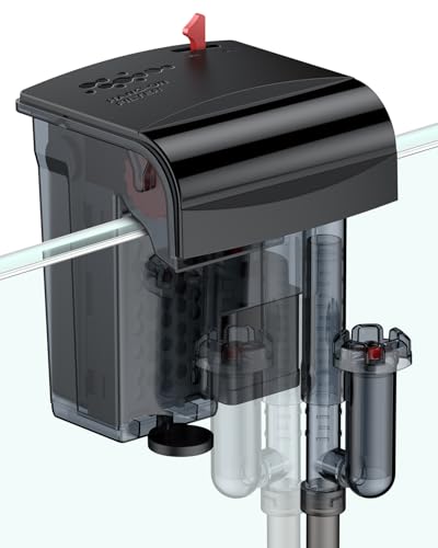 Pawfly 5W Aquariumfilter - 38L Hängender Aquarienfilter, 341L/H mit Wasserrad, Verstellbarer Pumpe & Ölabscheider, Ultra Leiser HOB Filter