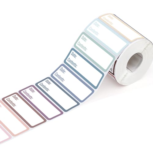 1000 Food Labels, 1 x 2 Inch Removable Freezer Date Stickers, Colorful