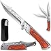 NedFoss Scharfes Taschenmesser & Klappmesser mit Rosenholz Griff I Großes Outdoor Messer für Camping & WandernI Survival-Messer & Zweihandmesser mit Edelstahlkling I I Jagdmesser mit Gürteltasche