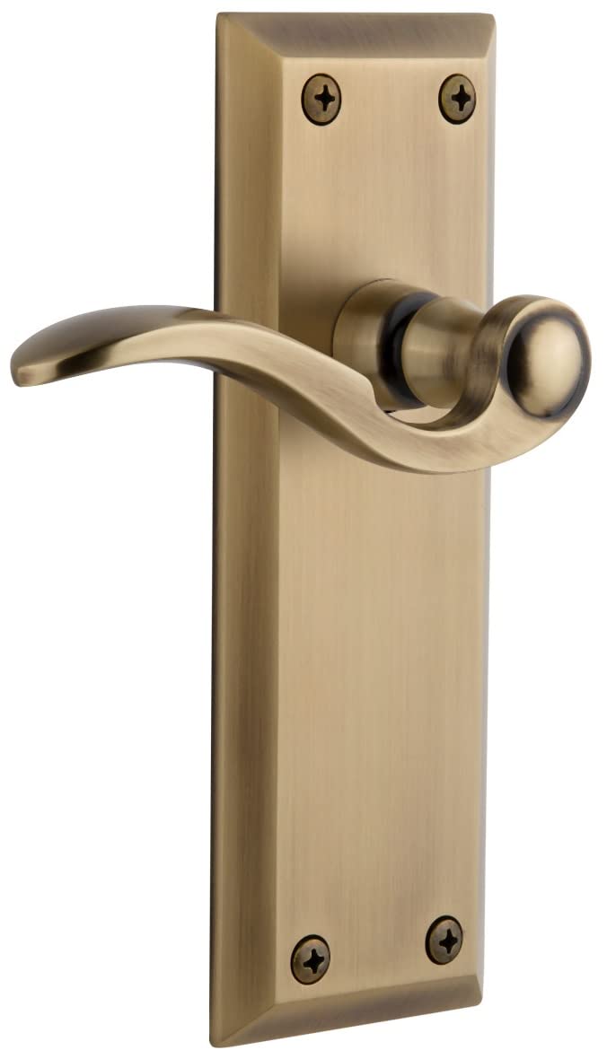 Grandeur Hardware Fifth Avenue Tall Plate Double Dummy with Bellagio Lever in Vintage Brass