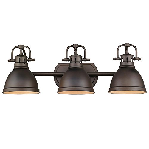 Free Shipping Over $50 Golden Lighting 3602-BA3 RBZ Duncan Bath Vanity, Rubbed Bronze with Rubbed Bronze Shades