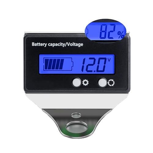 Image of Golf Cart Battery Voltage Meter with Bracket, DC 12V 24V 36V 48V 60V 72V 84V Car Motorcycle Battery Capacity Indicator Monitor Gauge Digital Voltmeter Blue Testers for Acid&Lithium ion Meters
