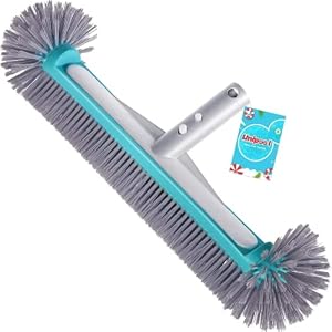 Swimming Pool Brush Head with Round Ends175 Heavy Duty Aluminum Back Head for Cleans Walls Tiles Floors 7 Rows Premium Nylon Bristles with EZ Clips Blue Grey