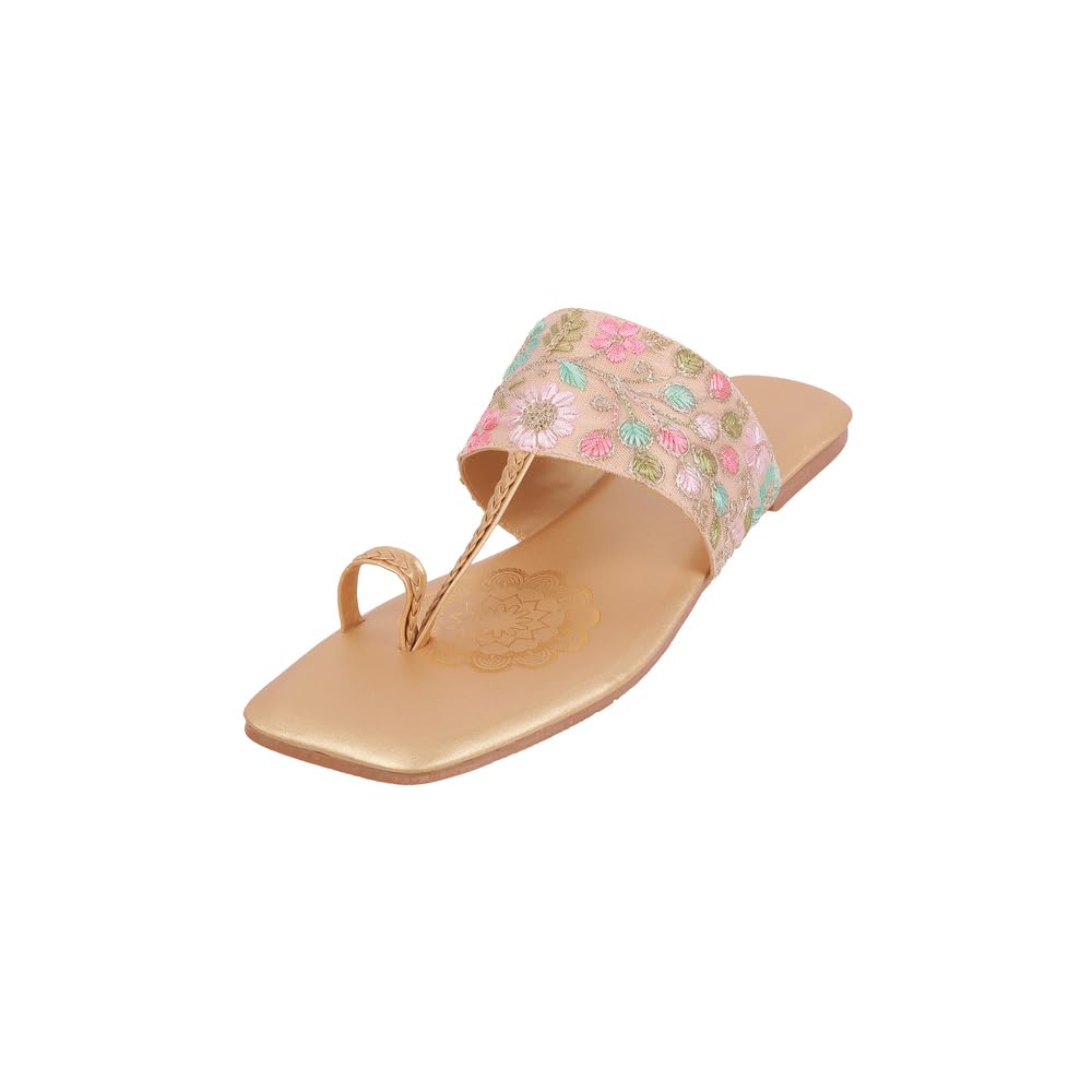 Mochi Women Gold embroidered Flat Fashion/Ethnic Chappal UK/8 EU/41 (32-600) (B0D9YCJS3S) Amazon Price History, Amazon Price Tracker