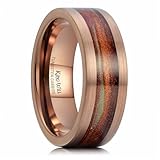 King Will 8mm Mens Tungsten Wedding Band Brown Plated Mens Wedding Rings with Coffee & Camo Mocha Green Sand Inlay Copper Engagement Ring Flat Pipe Cut Matte Brushed Finish Comfort Fit Size 12