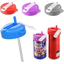 4 Pack Soda Can Lids with Straws, Reusable Silicone Can Covers for Soda, Can Toppers Protection for Universal 2.13 Canned Beverage, Airtight Dust-Proof Seal 4 Colors