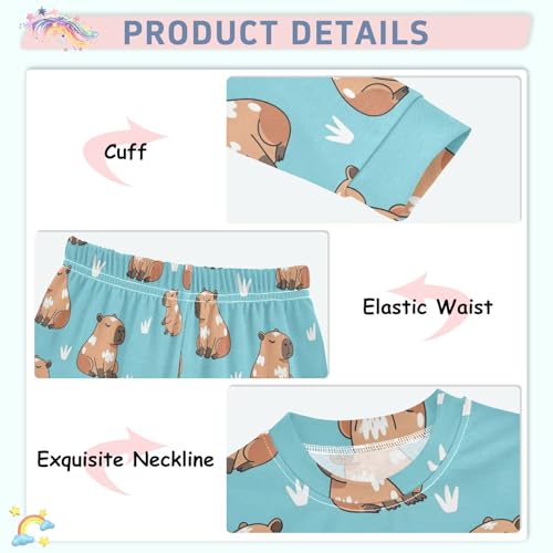 Pajama Sets Long Sleeve Cute Brown Animals Pattern Soft Comfy Sleepwear 2 Piece PJS 3-8T4