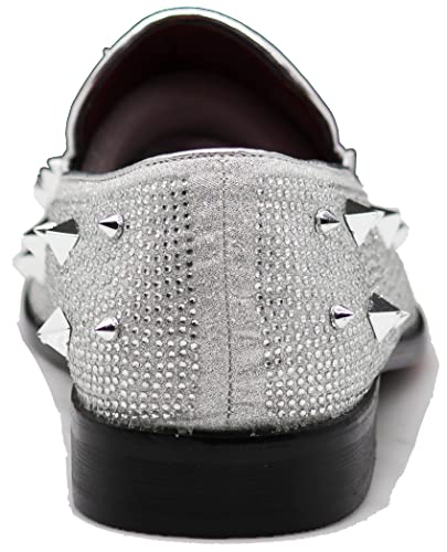 Image of SPK24 Men Vintage Spikes Sparkle Formal Tuxedo Stage Fashion Slip On Loafer Dress Shoes