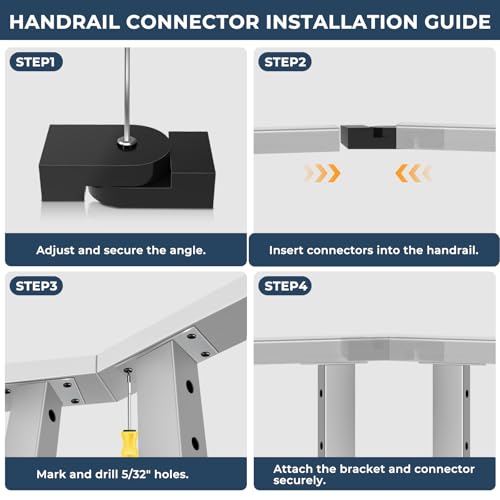 Image of 1 Pack Black Level Pivot Connector for Stainless Steel Flat Handrail, 180 Adjustable Cable Railing Fitting for Top Hand Rail, High Strength POM Connecting Block for Horizontal Handrail System