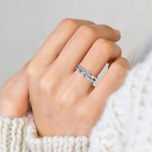 STARCHENIE Stackable Ring 925 Sterling Silver | Baguette Cut Eternity Bands for Women | Birthstone Rings Size 5-103