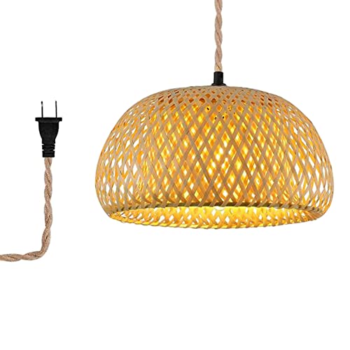 Leefasy Conecte Luminárias de Luz Pendente de Rattan Lâmpada Suspensa Lustre de estilo boho de gaiol